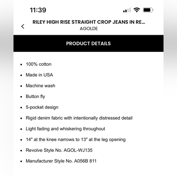 AGOLDE Riley High Rise Straight Crop Jeans in Color Renewal - Picture 7 of 8